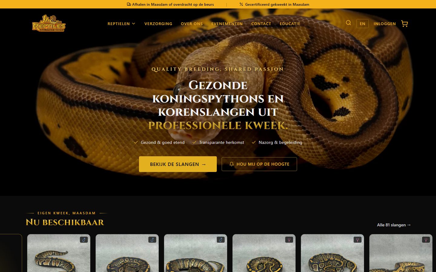 De website van Jazz Reptiles