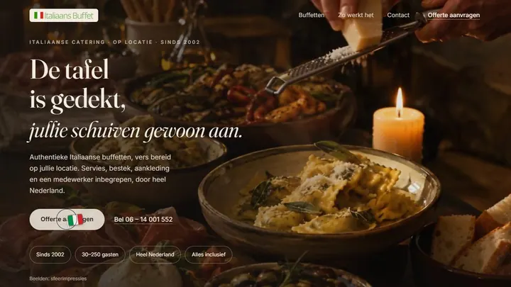 Website voor Italiaans Buffet
