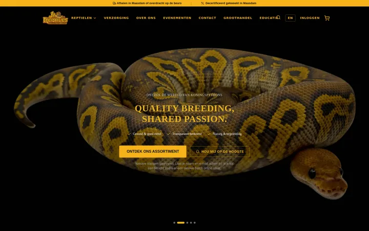 Website voor Jazz Reptiles
