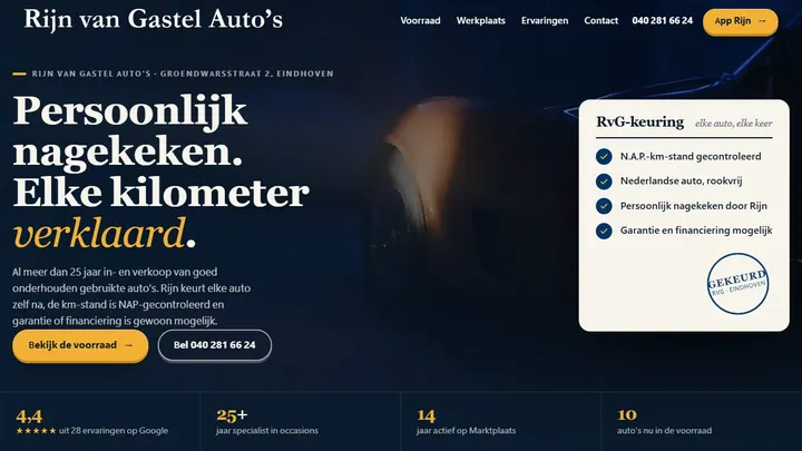 Website voor Rijn van Gastel Auto's